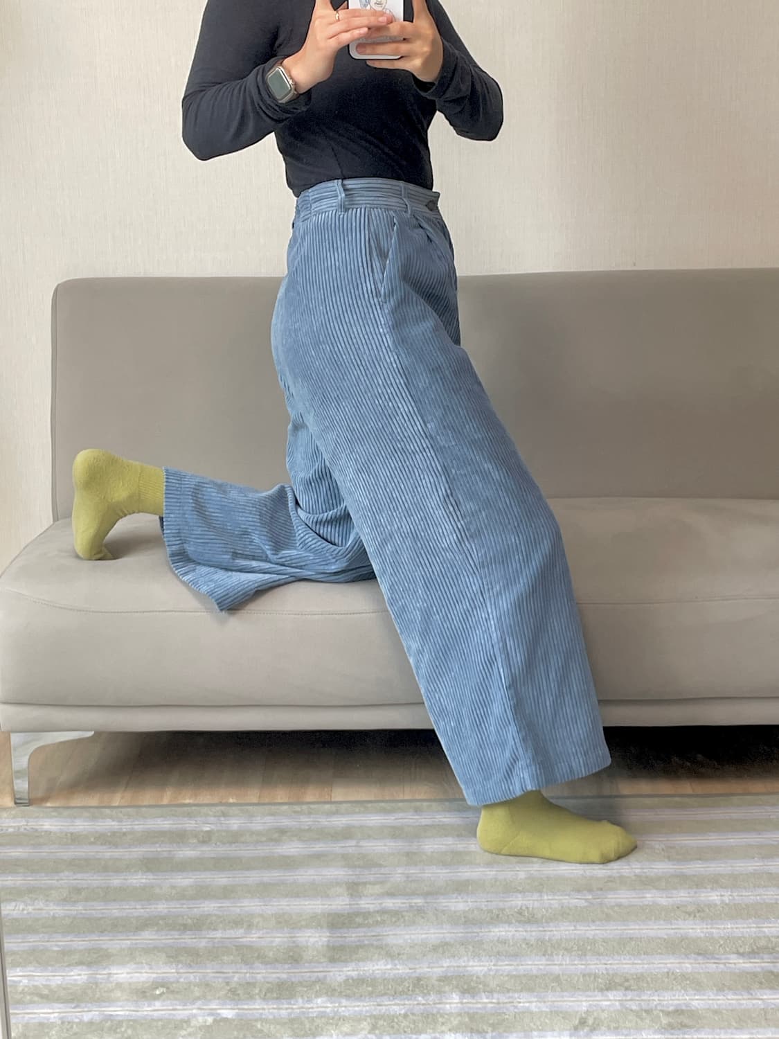 코듀로이 바지 일본 빈티지 블루 상품이미지5