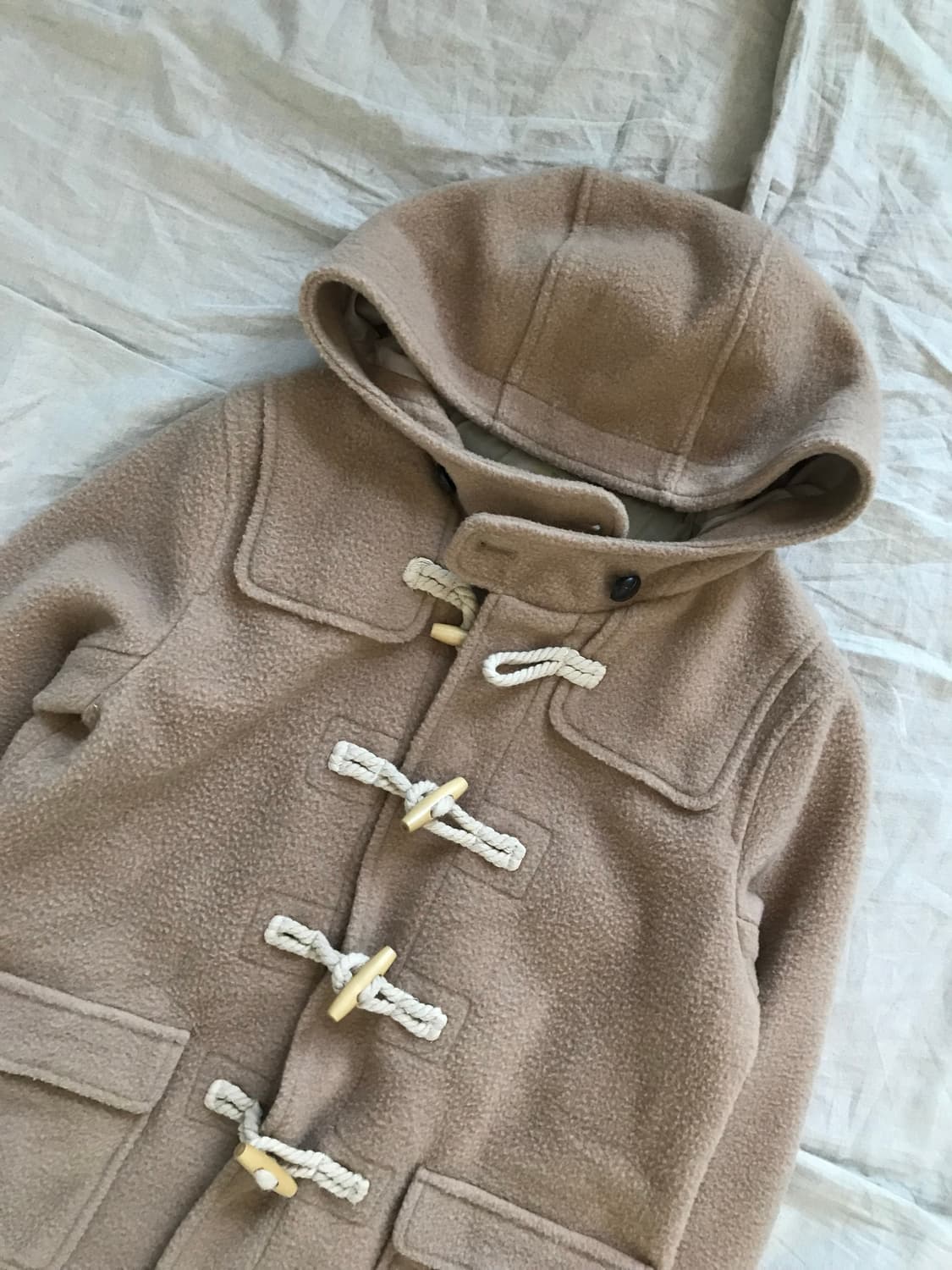 일본 JPN 빈티지 베이지 후드 떡볶이 숏코트  상품이미지7