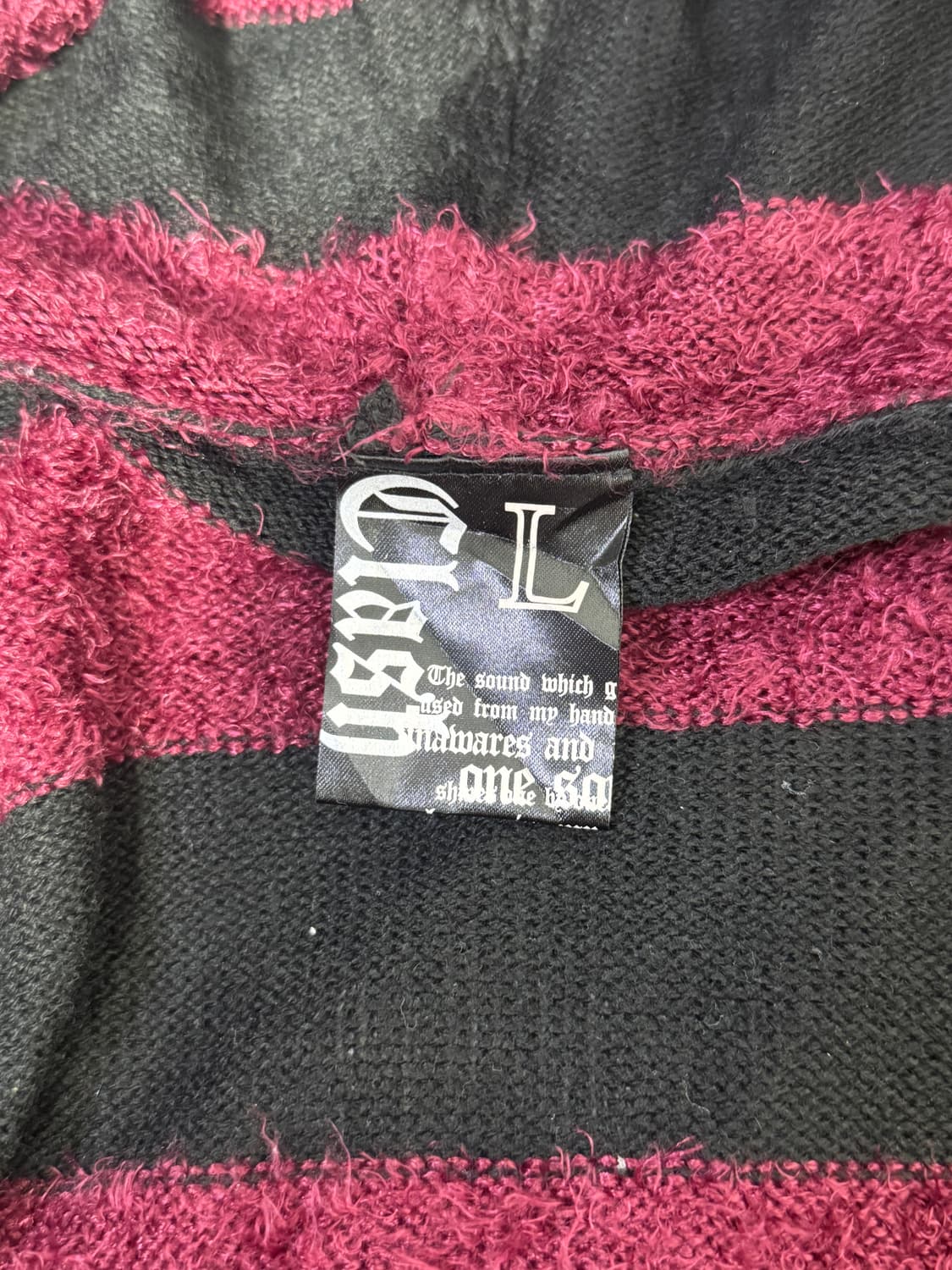 Clash ahead 레터링 스트라이프 니트 퍼 후드집업 y2k 펑크 상품이미지8