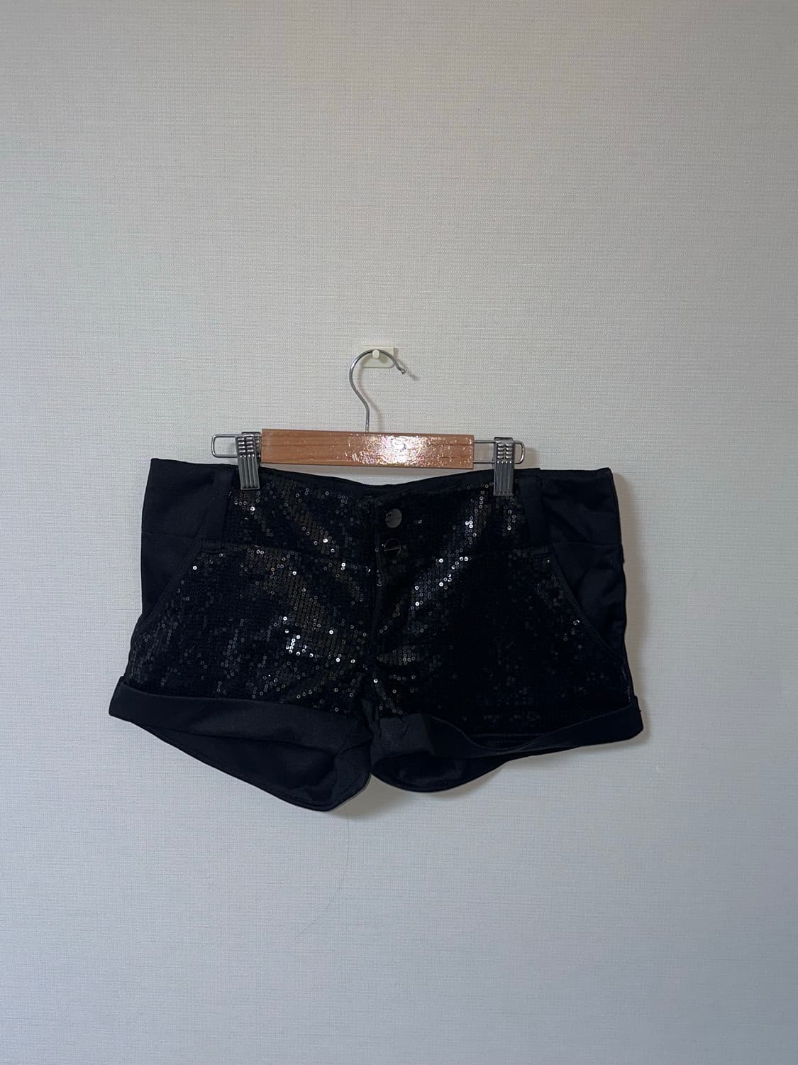 글리터 스팽글 블랙 빈티지 핫팬츠 상품이미지3