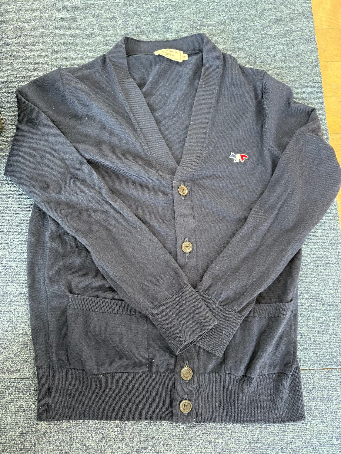 메종키츠네 트리컬러 폭스 가디건 네이비 M 상품이미지1