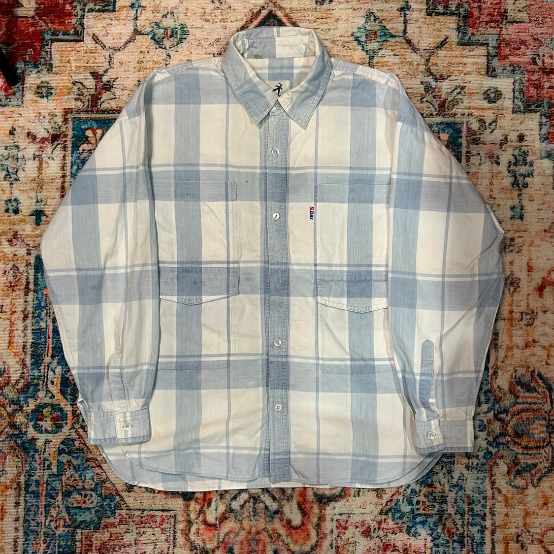 [L]  80s 이세이미야케 하이 스포팅기어 포켓 체크셔츠 상품이미지1