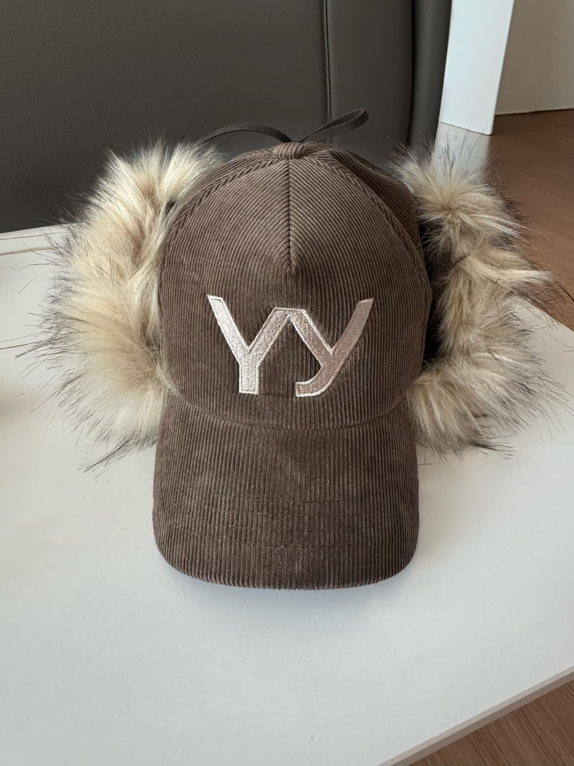 오픈 Yy 포우 퍼 코듀로이 이어플랩 캡 카키 모자 상품이미지1