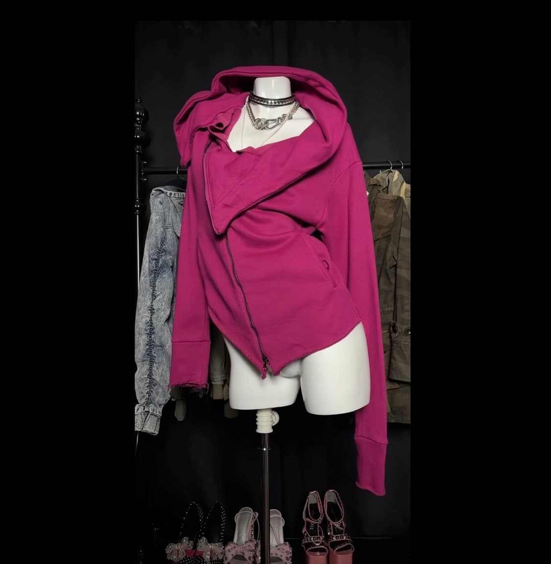 택포 릭맛 릭깔 후드집업 후드 갸루 펑크 와투케 y2k 릭오웬스깔 큐빈 상품이미지1