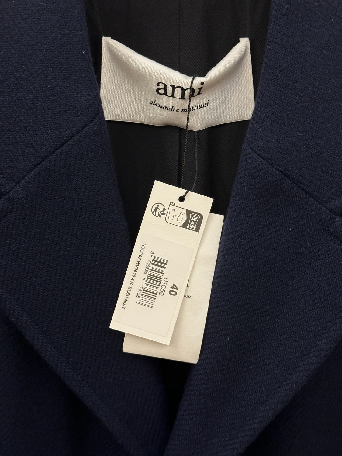 [새제품] AMI 아미 오버사이즈 울코트 네이비 40 상품이미지3
