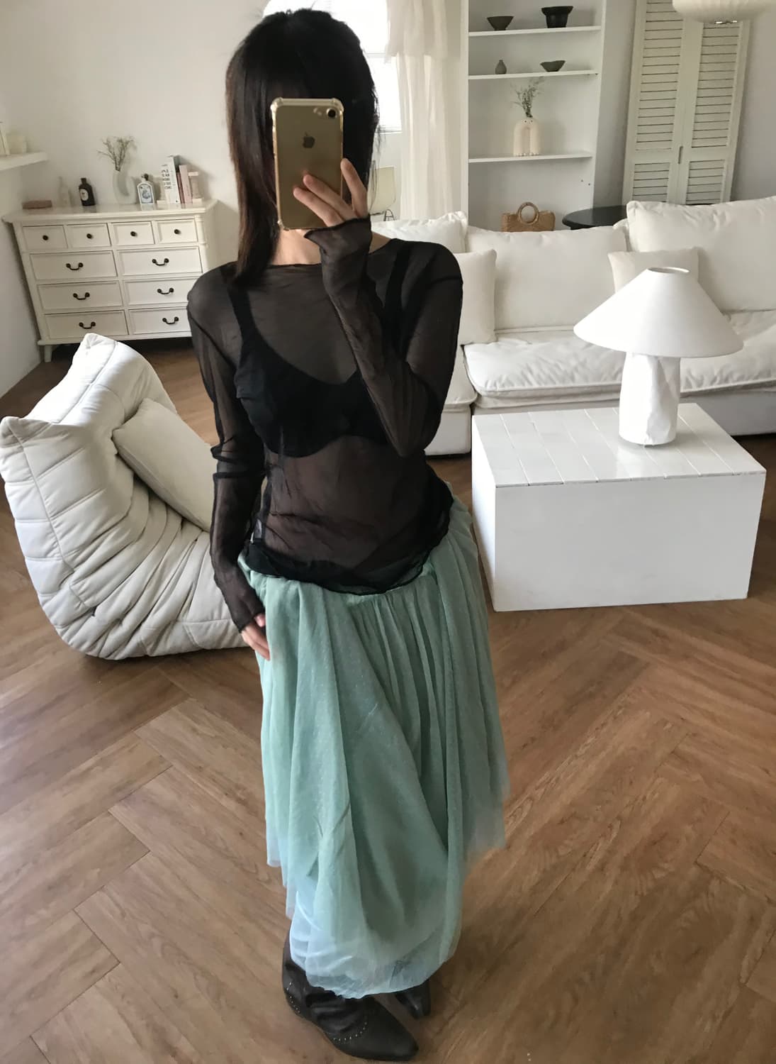 vintage black mash top 상품이미지2