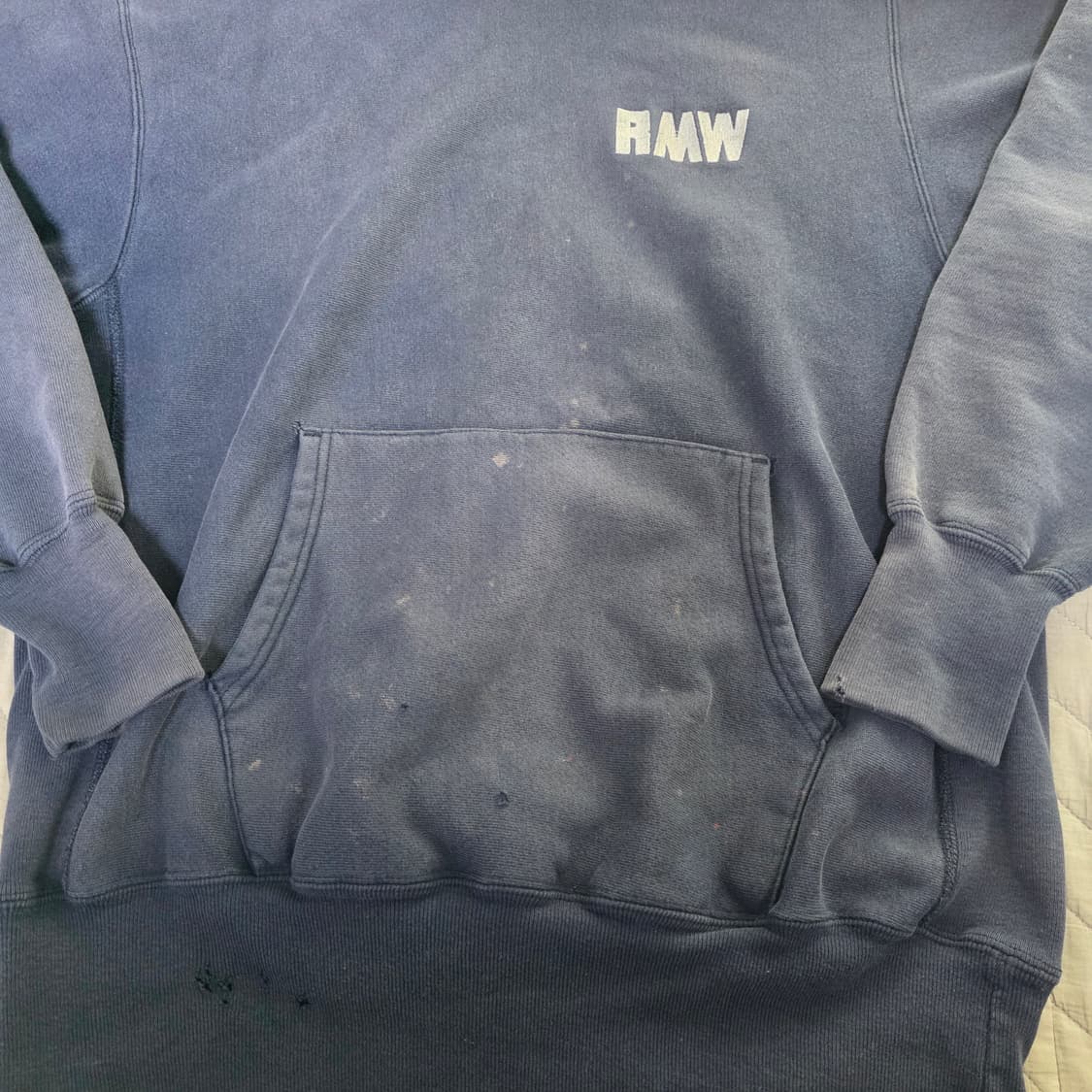 [XL] 90s 빈티지 챔피온 리버스위브 트래쉬드 페이디드 블랙 후드 상품이미지2