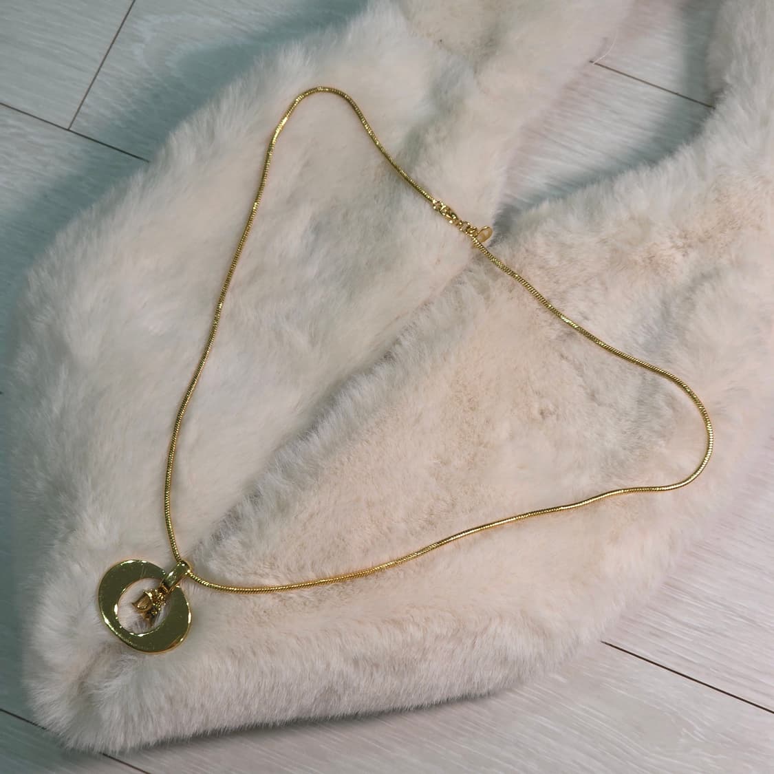 디올 볼드 원형 로고 펜던트 스네이크 체인 목걸이 상품이미지4