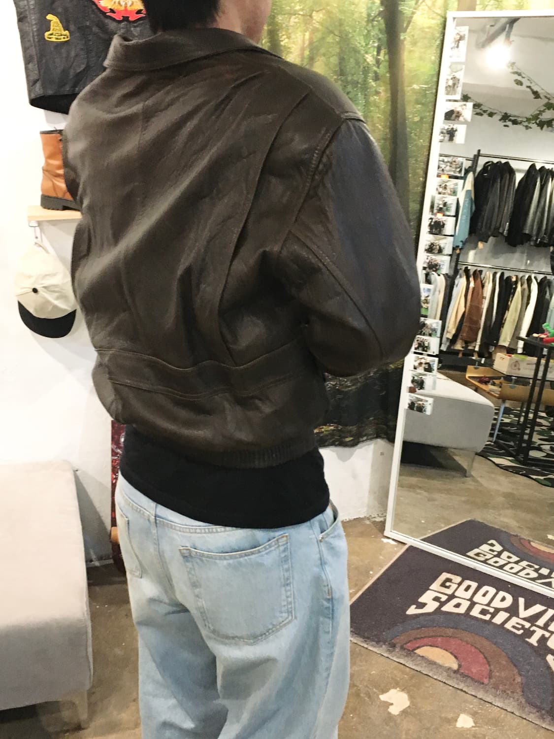 HANAI 80s 가죽 자켓 브라운 상품이미지4