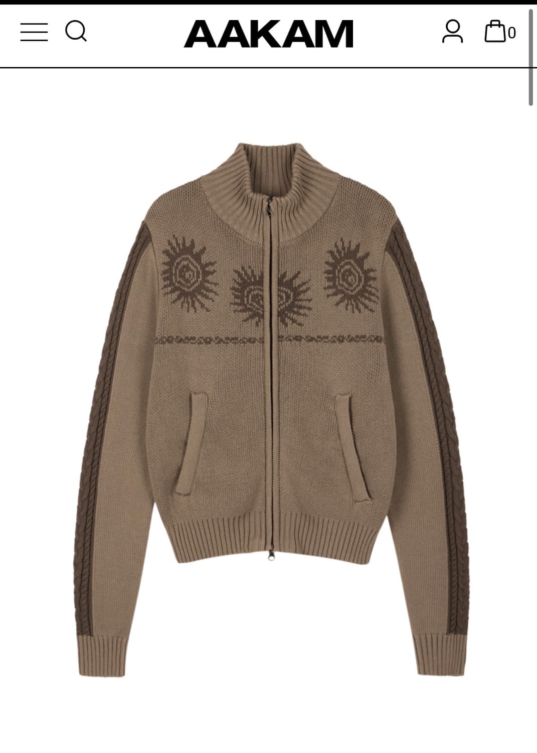 아캄 Sun Jacquard Zip-Up Sweater (Brown)  상품이미지1
