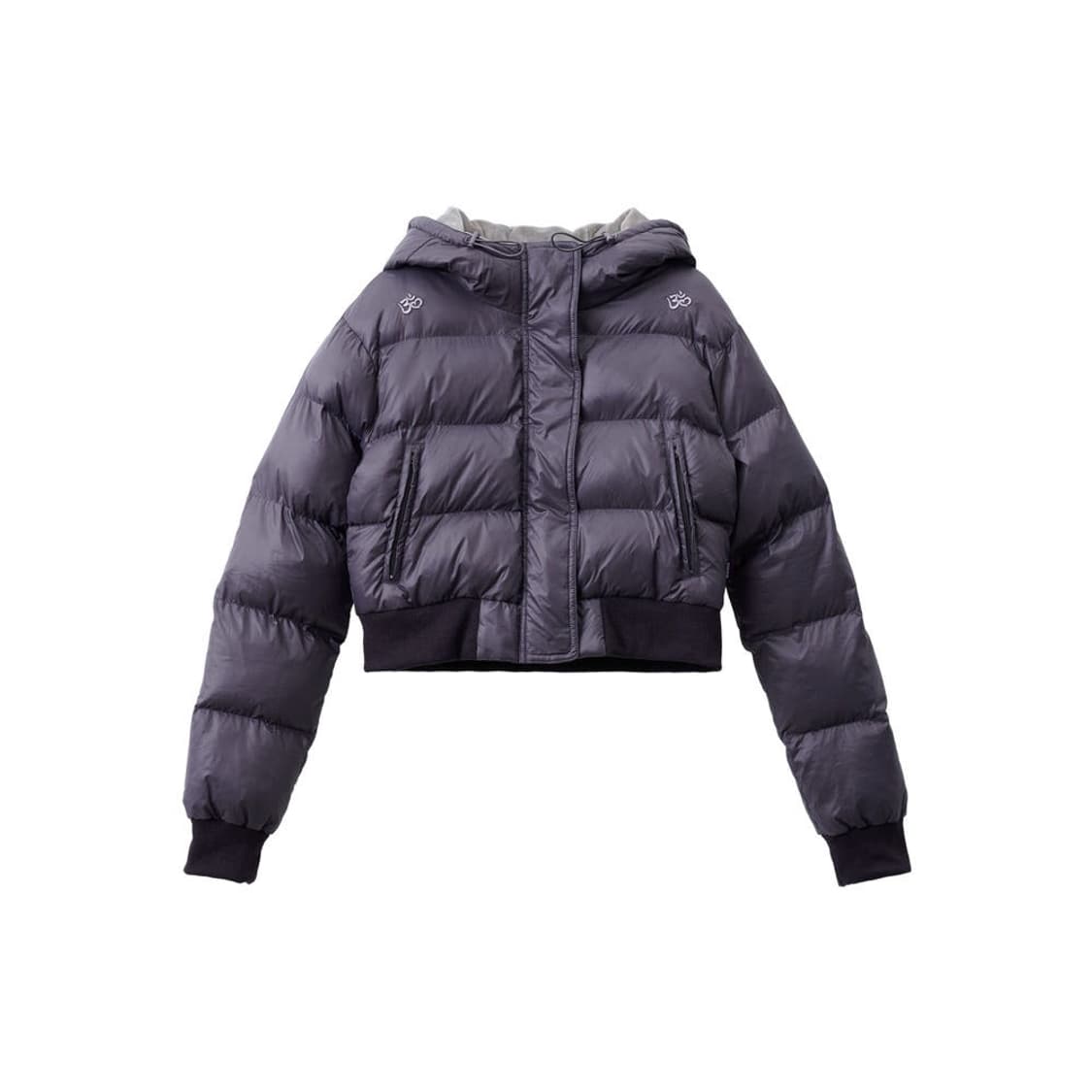 아키하라 Achihara 어깨 자수 후드 숏 패딩 자켓 M 상품이미지2