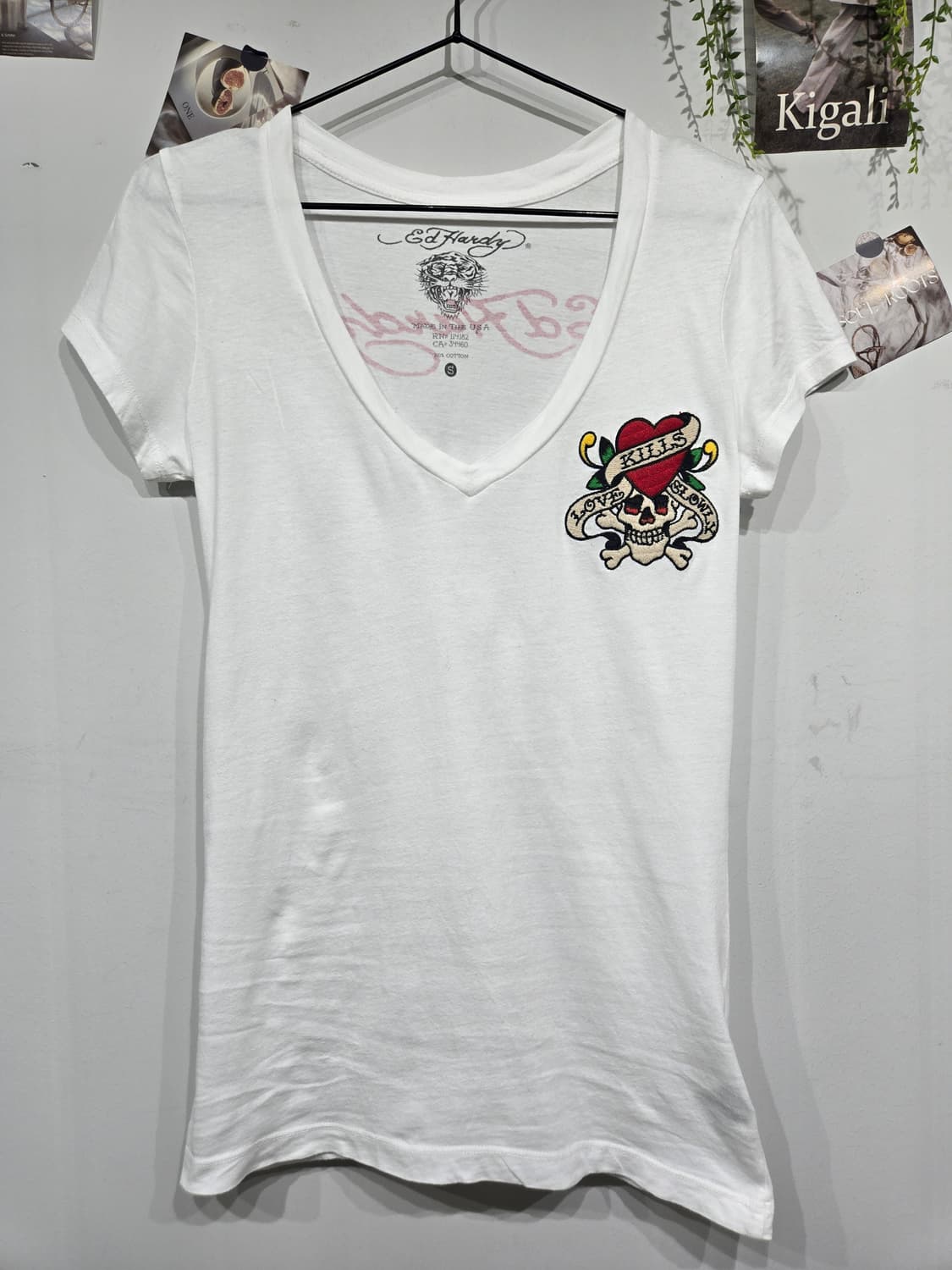 에드하디 Love Kills V넥 반팔 티셔츠 화이트 상품이미지3