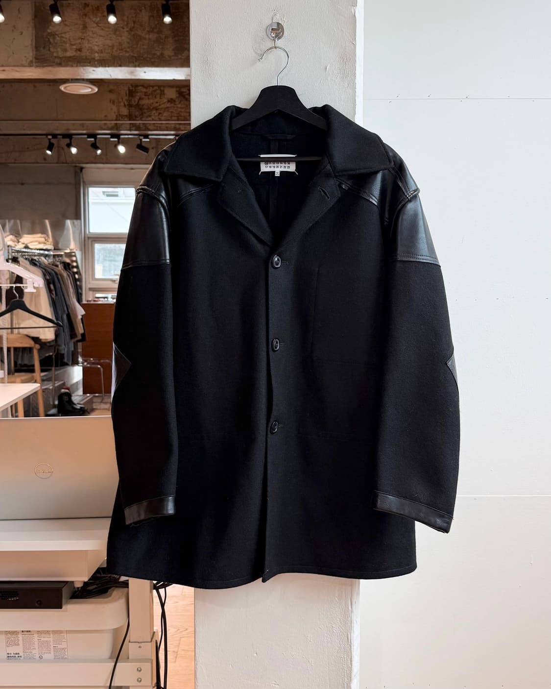 메종 마르지엘라 2021fw 블랙 울 레더 패치워크 자켓 상품이미지2