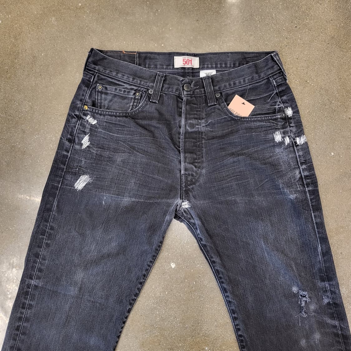Levi's 오리지널 리바이스 501 데미지 흑청데님 상품이미지2