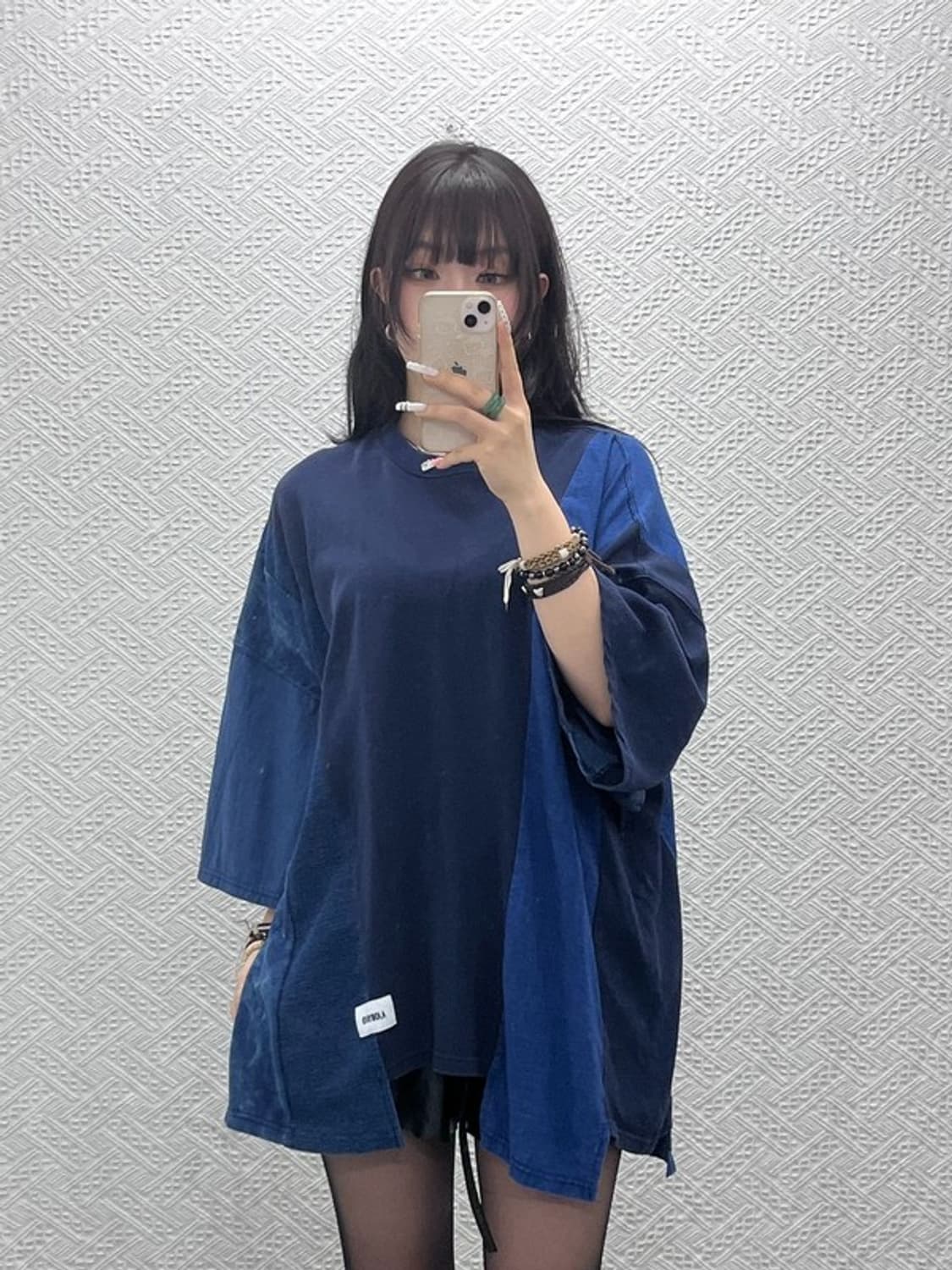 아조바이아조 스트릿 펑크 언발 패치워크 반팔티 115 C10975 상품이미지2