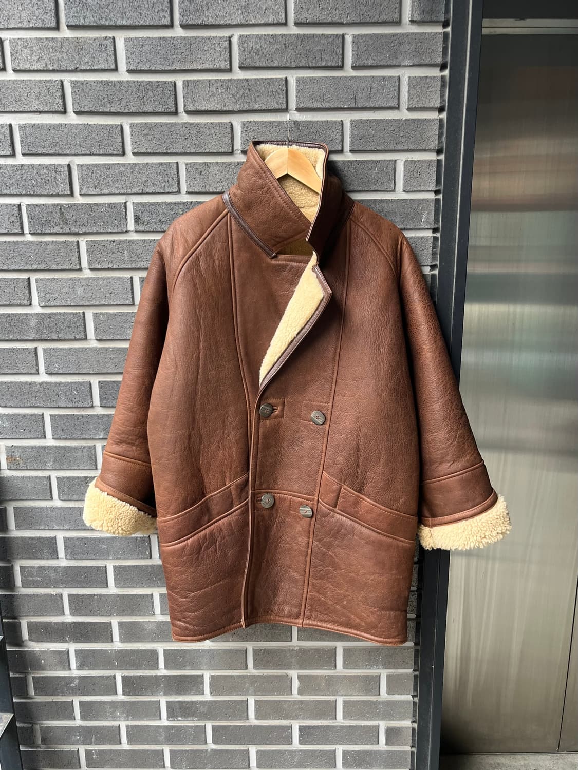 90s cowskin 소가죽 시어링자켓 상품이미지1