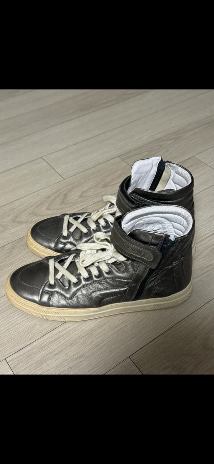 피에르하디 레더 하이탑 스니커즈 메탈릭 그레이 260 상품이미지2