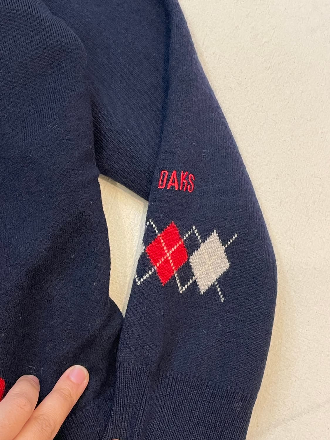 90s 닥스 아가일체크 니트집업 상품이미지4