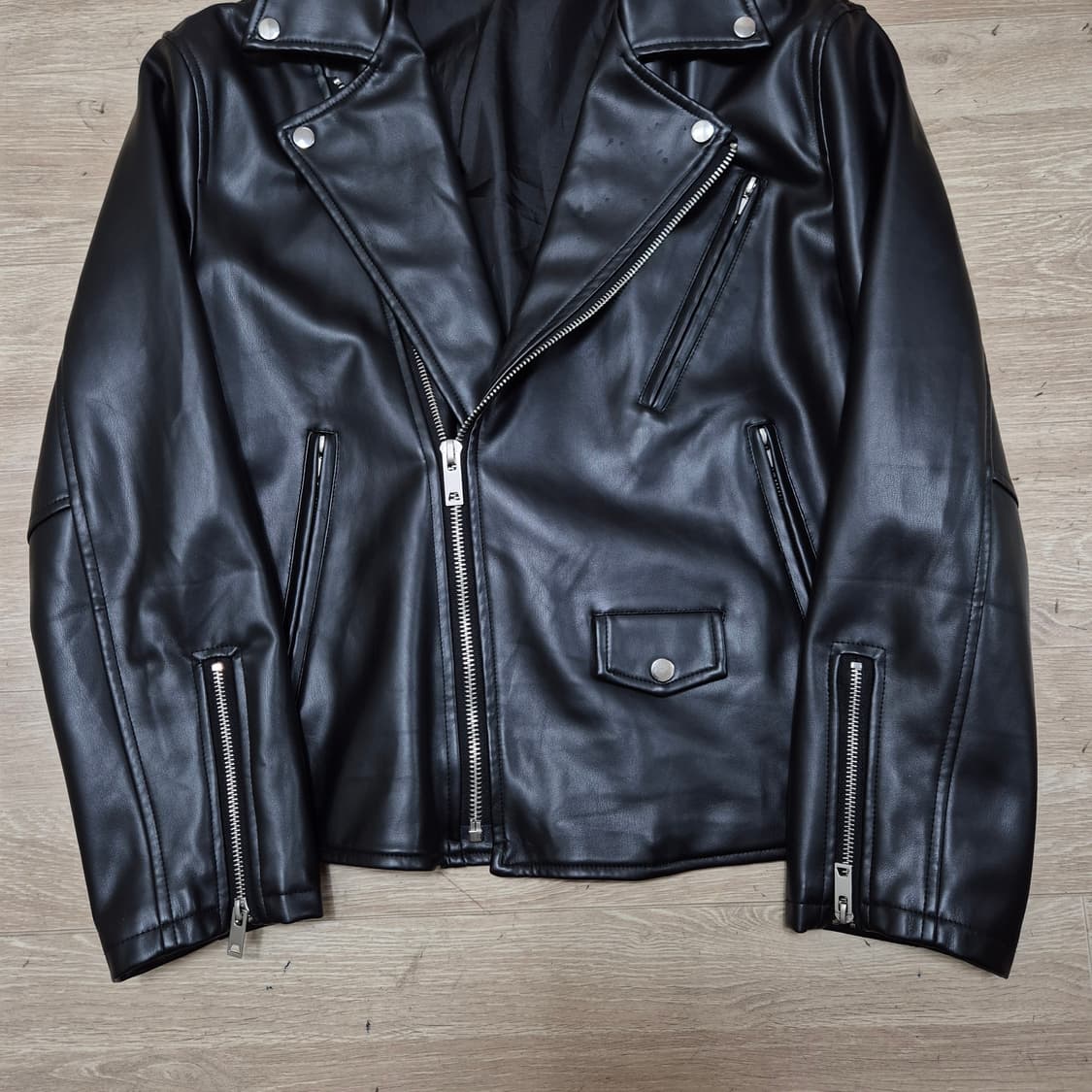 블랙 레더 라이더 가죽자켓 XL(105) 상품이미지3