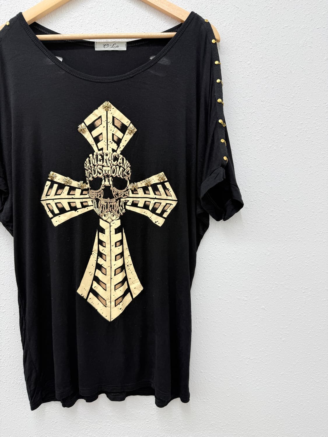 빈티지 블랙 펑크 디테일 반팔티 상품이미지2