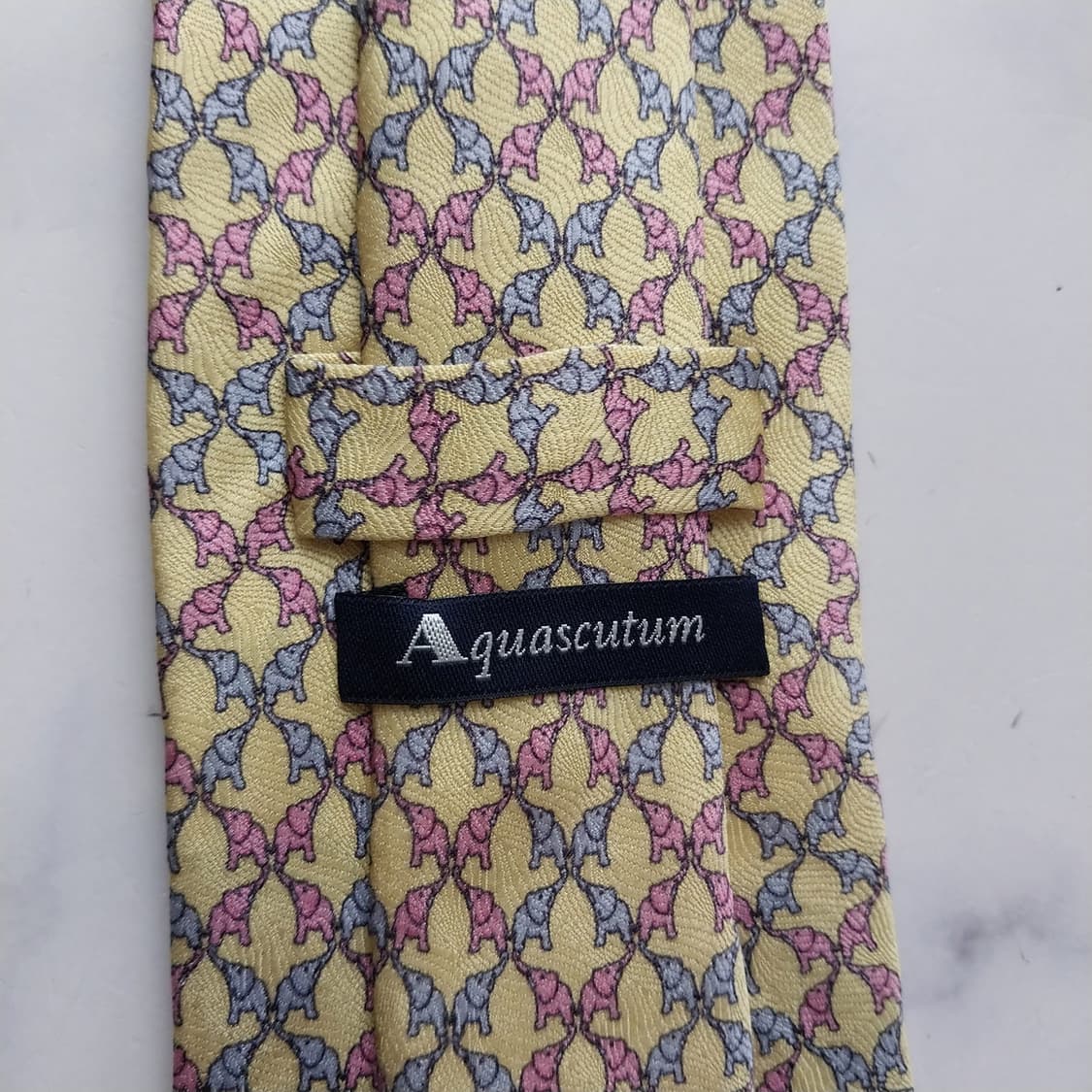 아쿠아스큐텀 실크 레몬 코끼리 패턴 넥타이 8.6cm A등급 K2310 상품이미지7