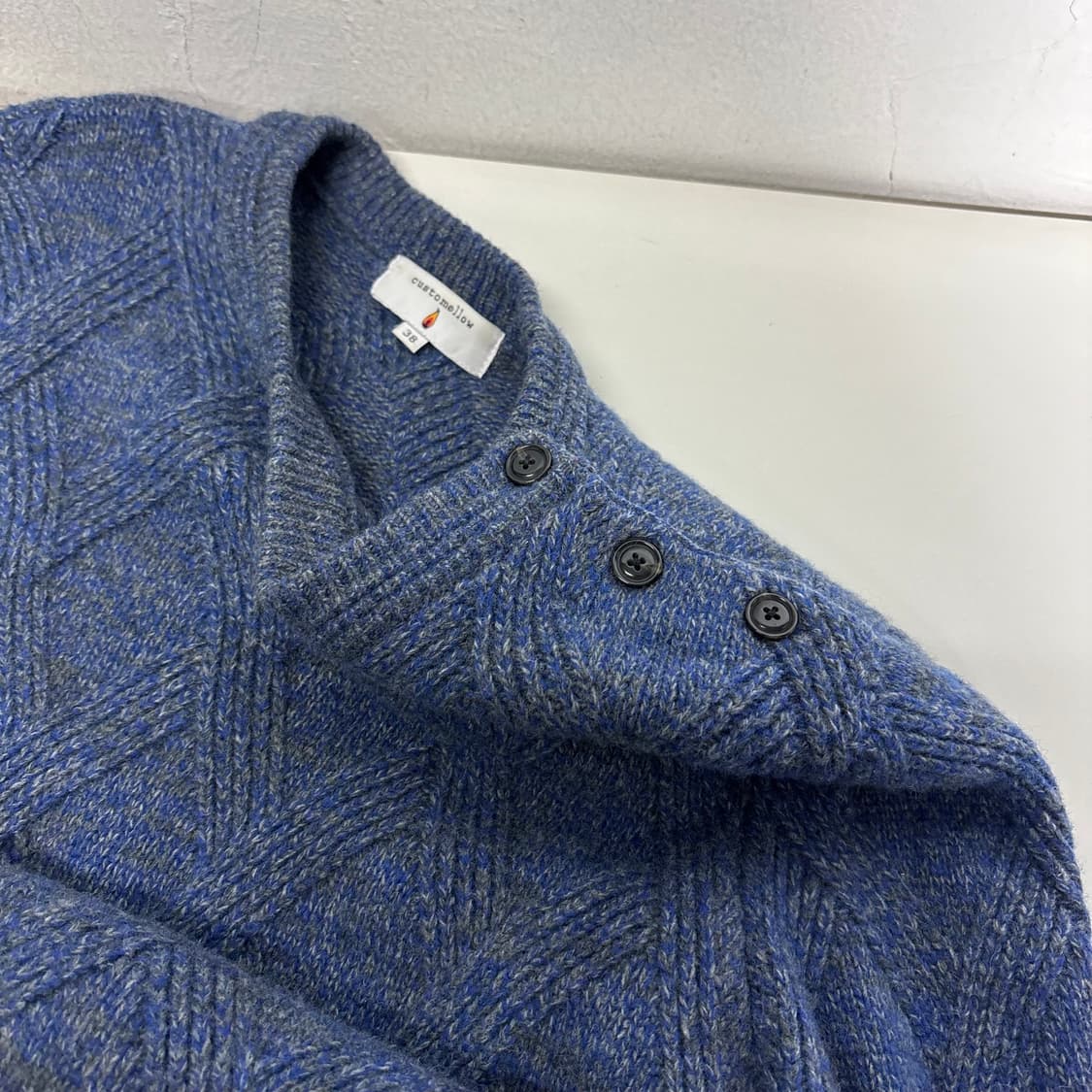 38 M 커스텀멜로우 네이비 보카시 크루넥니트 상품이미지1