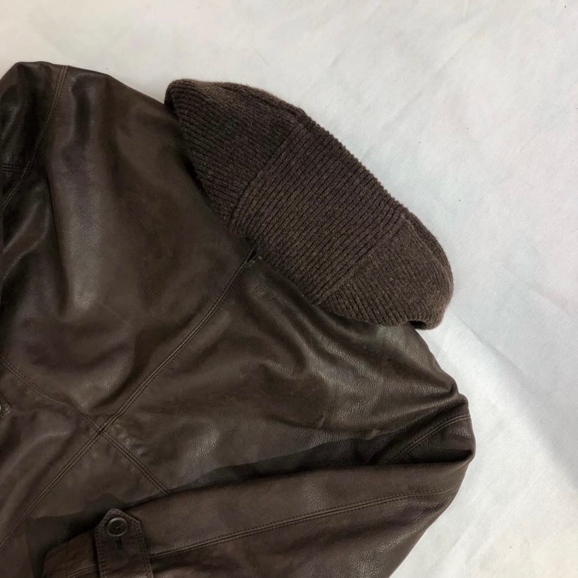 브라운 빈티지 가죽 점퍼 made in italy 상품이미지5