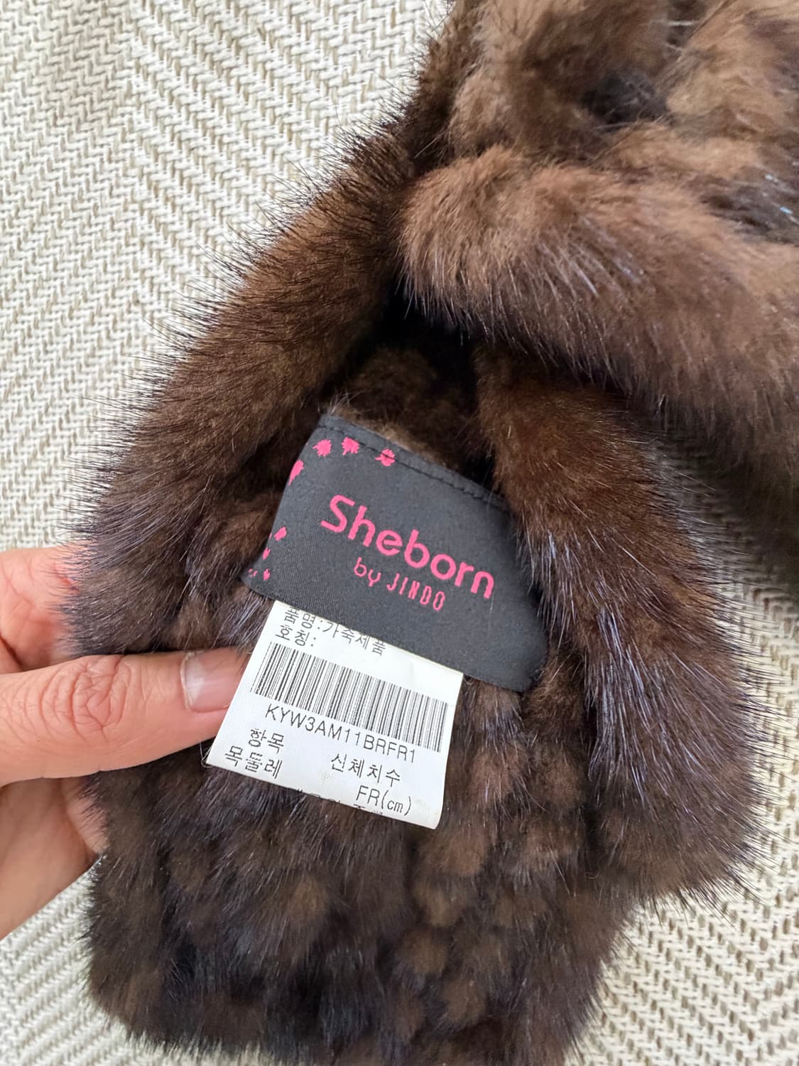 정품) 진도 끌레베 밍크 폼폼이 머플러 브라운  상품이미지5