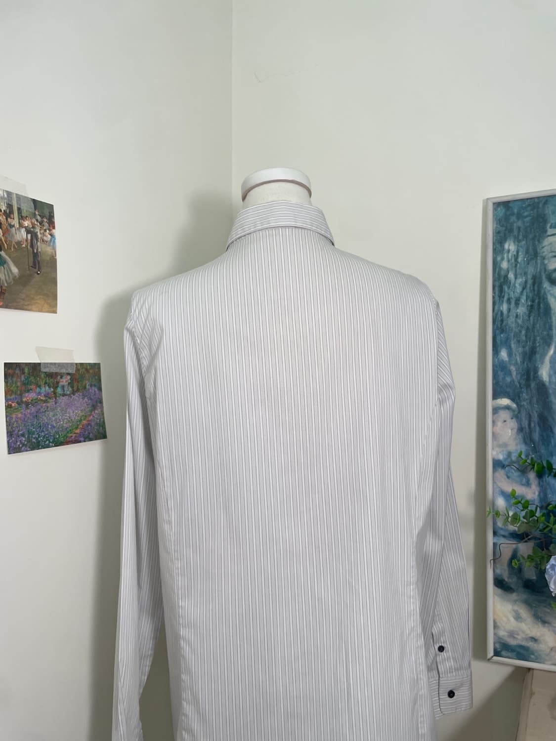 sheer gray stripe shirring detail shirt 상품이미지4
