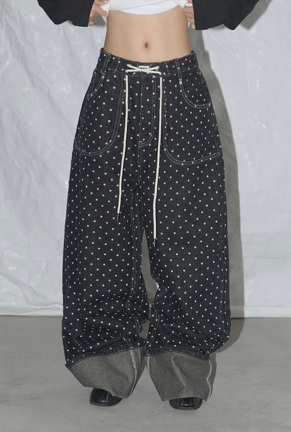 팬시클럽 도트 데님 팬츠 STRING DOT ROLL-UP PANTS 상품이미지2