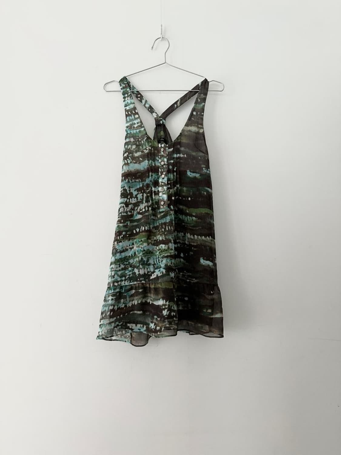 Textile print sleeveless top / green 상품이미지1