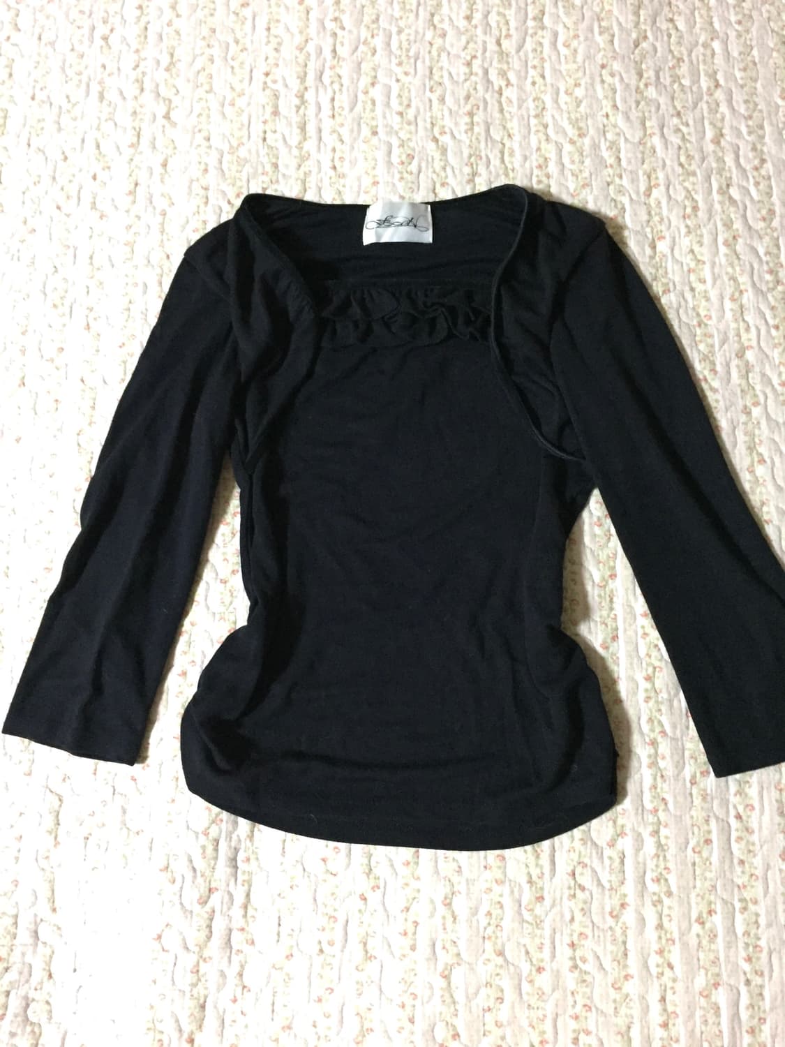 Vintage black shirring blouse 상품이미지1