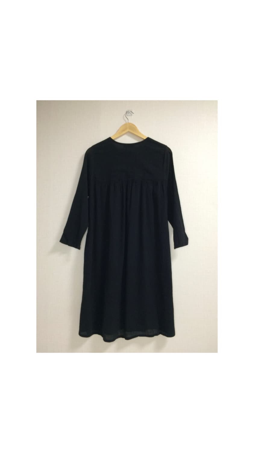 빈티지 블랙 리넨 미디 원피스 상품이미지5