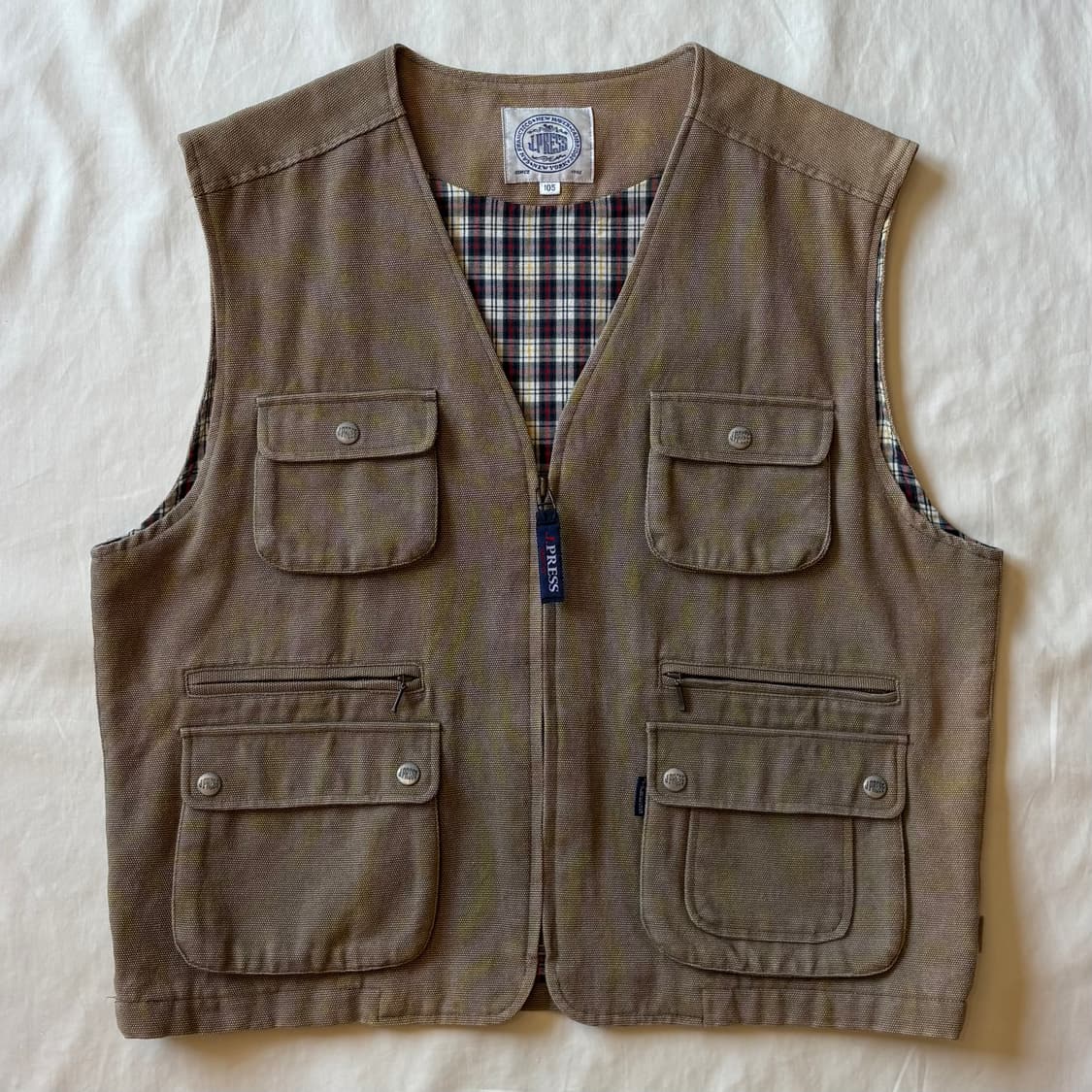 [105-108] 90s J.PRESS 캔버스 플란넬 워크 베스트 상품이미지1