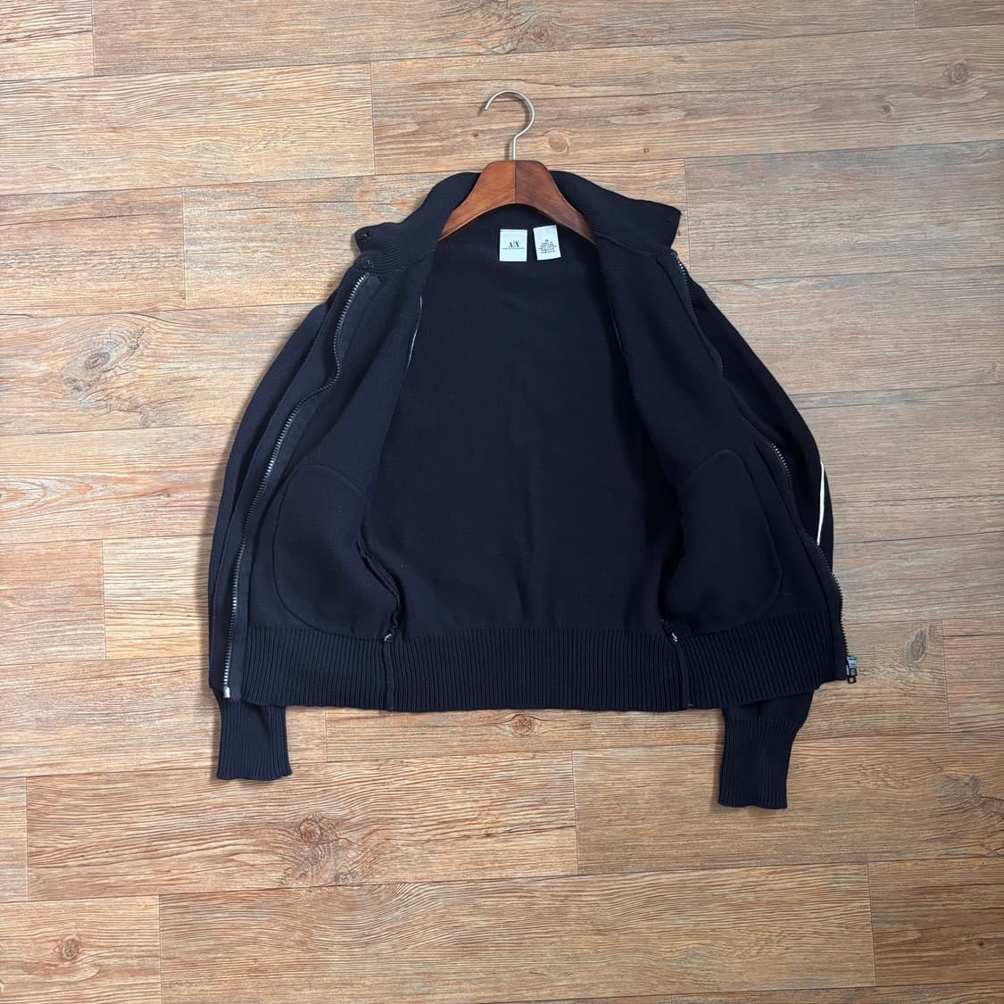 AX 알마니 익스체인지 M 블랙 니트 집업 가디건 블루종 상품이미지4