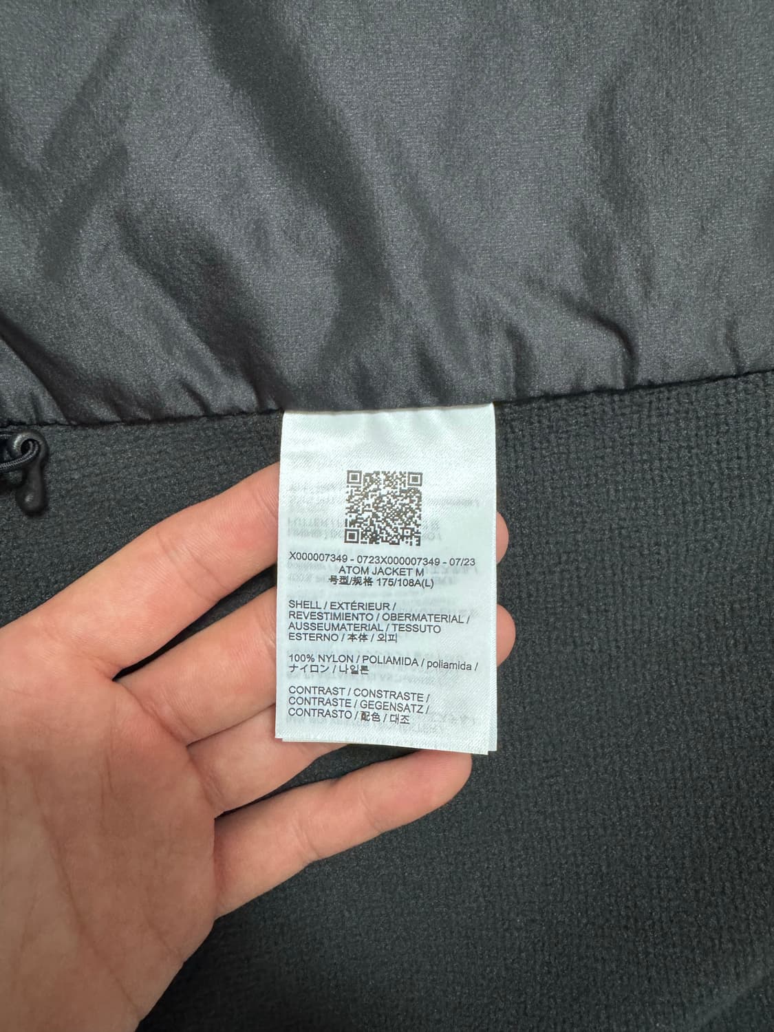 (새상품급) 아크테릭스 아톰 자켓 그래파이트 L 상품이미지10