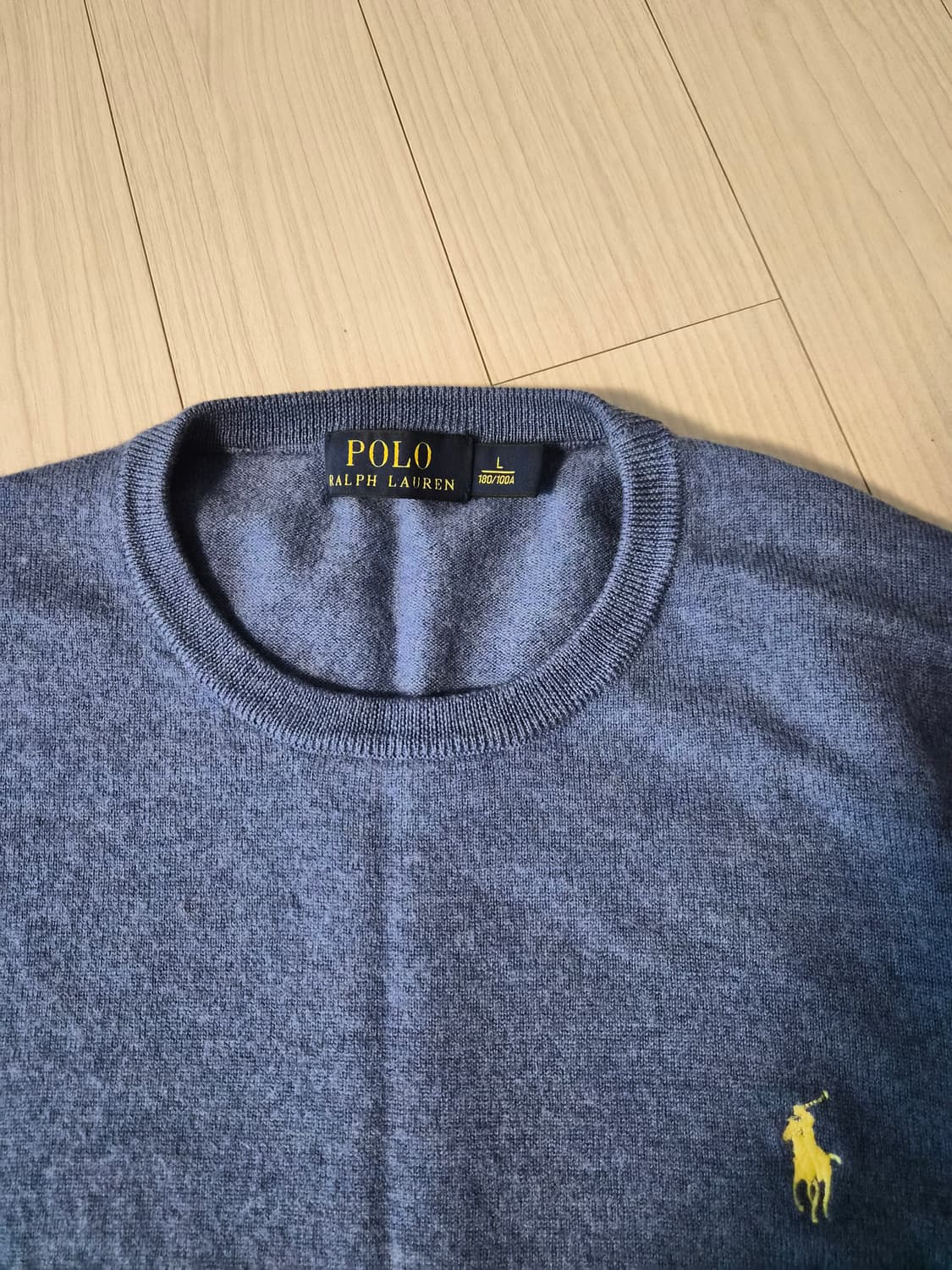폴로 랄프로렌 메리노 울 크루넥 니트 (블루/L) 상품이미지2