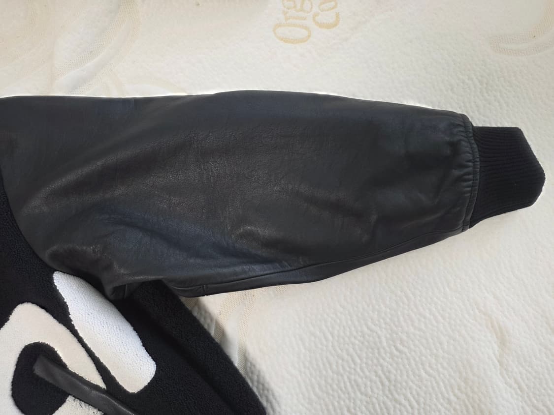 [S] 슈프림 빅로고 샤닐 바시티 자켓 블랙 상품이미지5