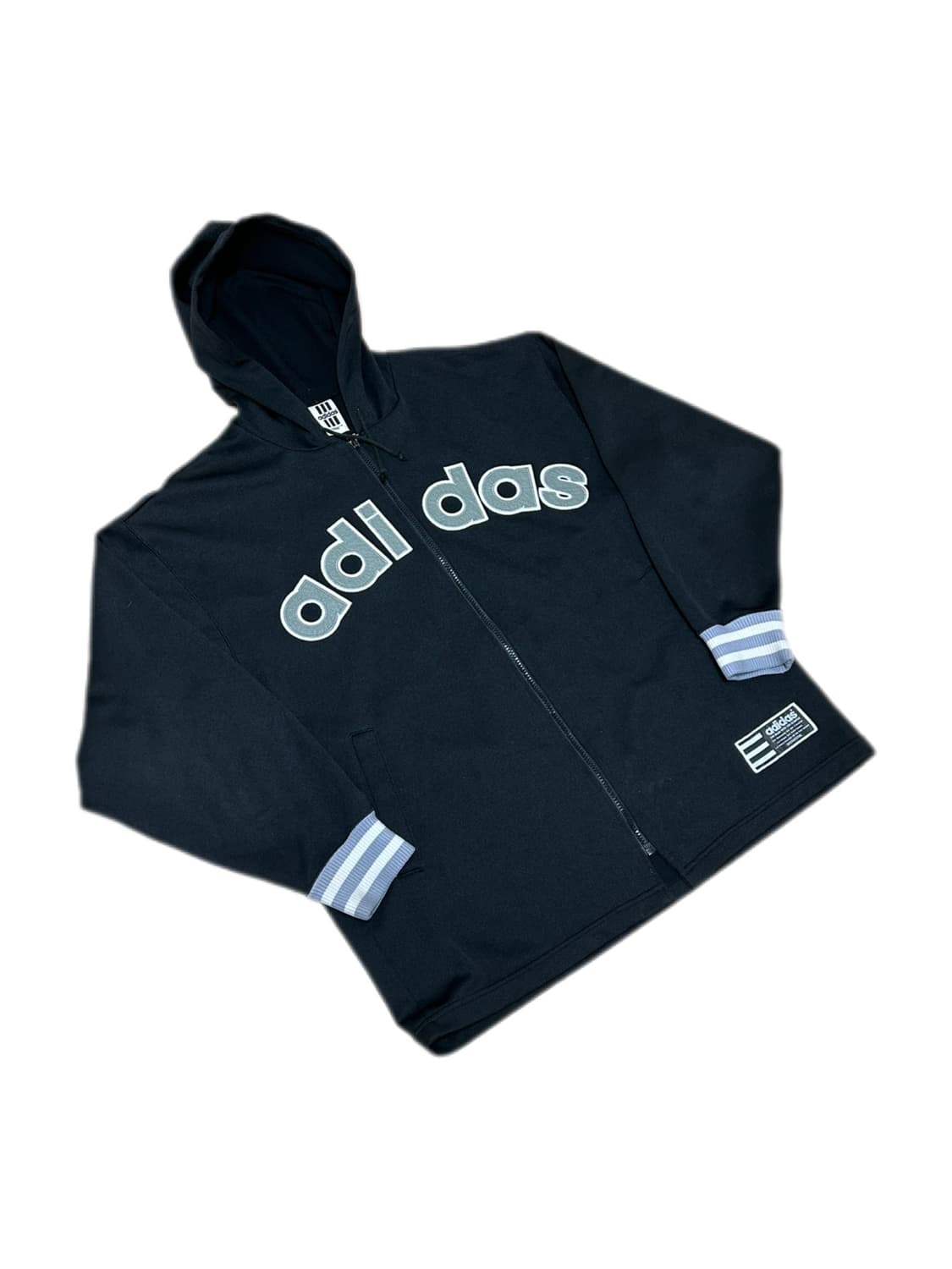 아디다스 데상트 재팬 80s 오버핏 블랙 그레이 후드집업 상품이미지1