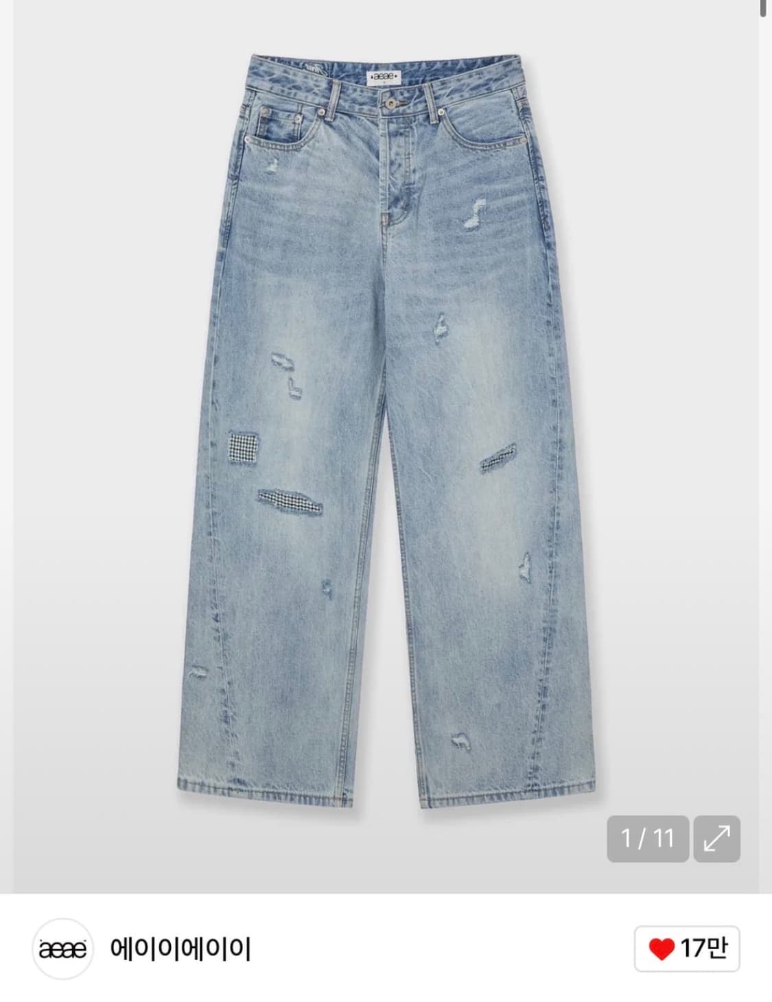 CHECK PATCHWORK DENIM PANTS [LIGHT BLUE] 상품이미지1