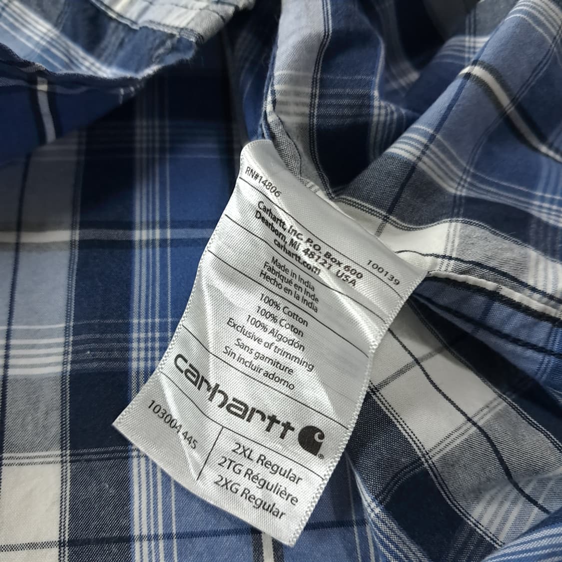 CK736 2XL 칼하트 블루 마드라스체크 반팔 셔츠 남방 상품이미지5