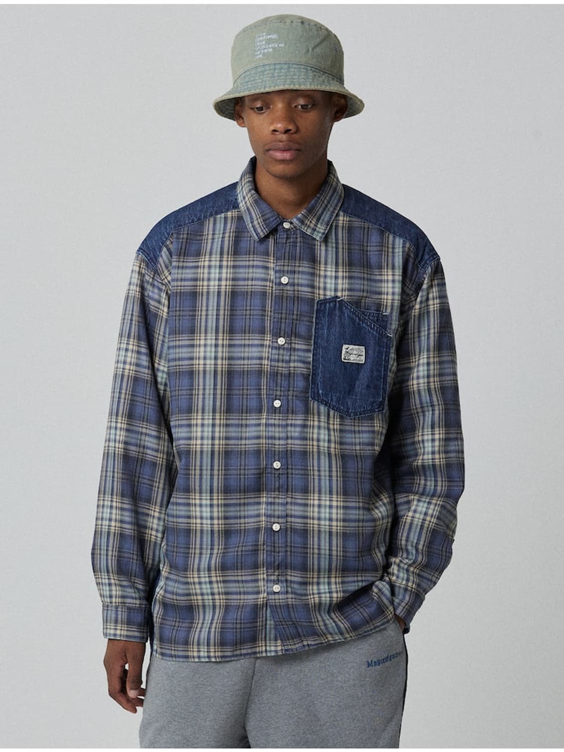 magoodgan 맥우드건 남녀공용 체크 데님 셔츠 남방 상품이미지1