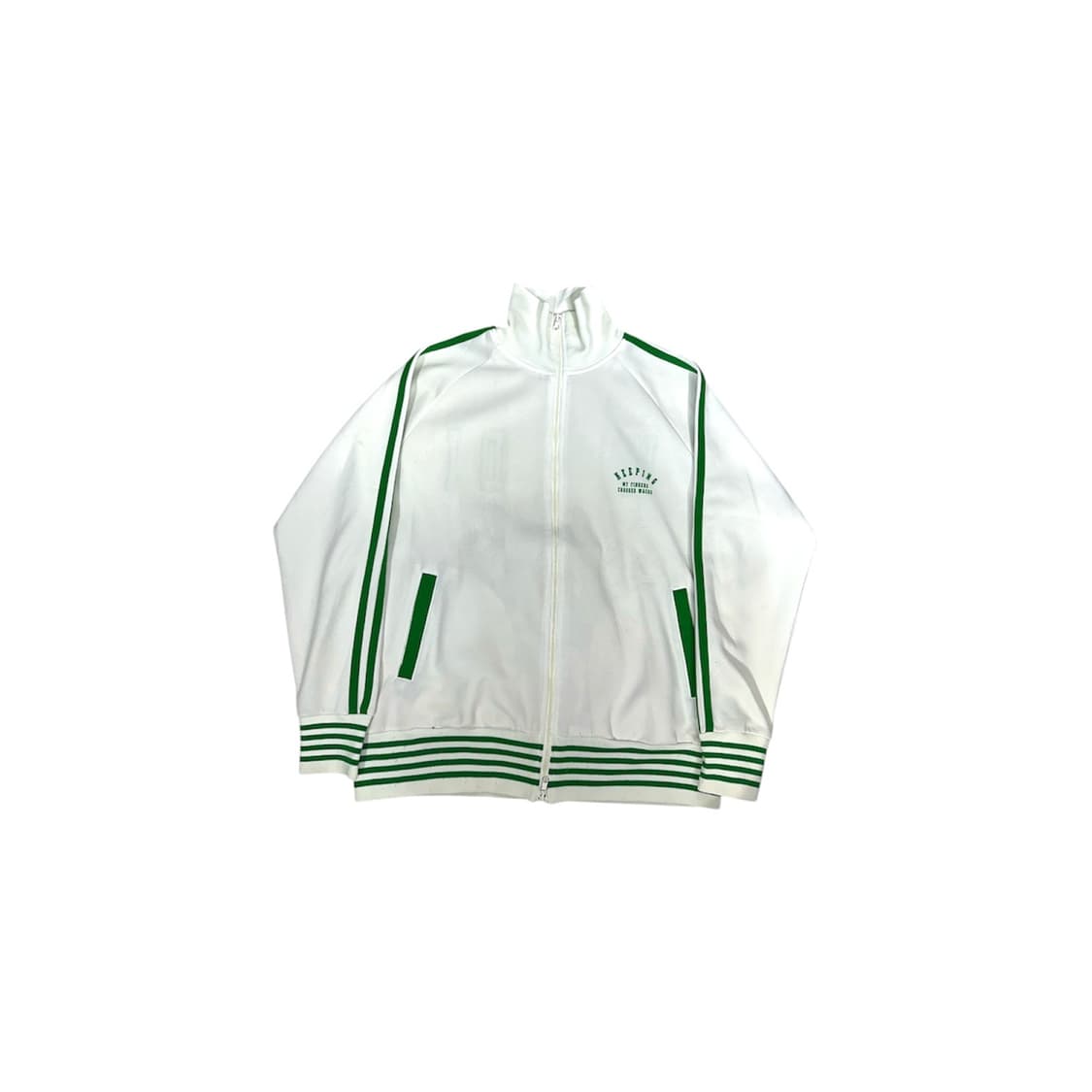 일본 빈티지 화이트 그린 스포티 오버핏 트랙탑 져지 L 상품이미지5