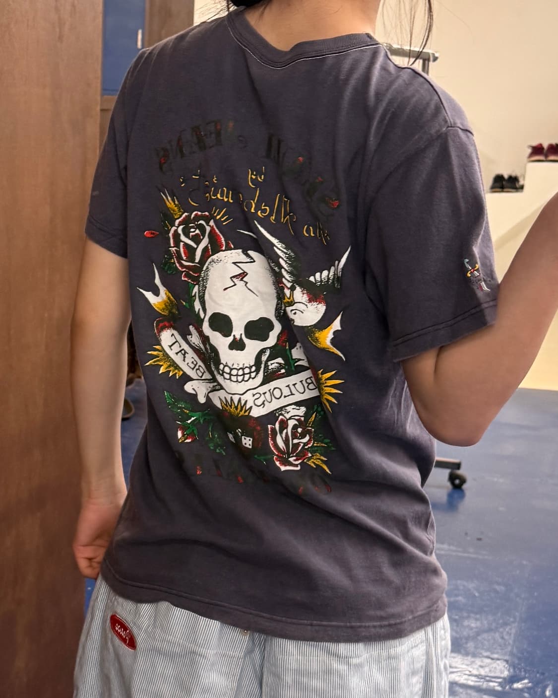 Skull Jeans Y2K 펑크 스컬진 해골 반팔티 상품이미지1