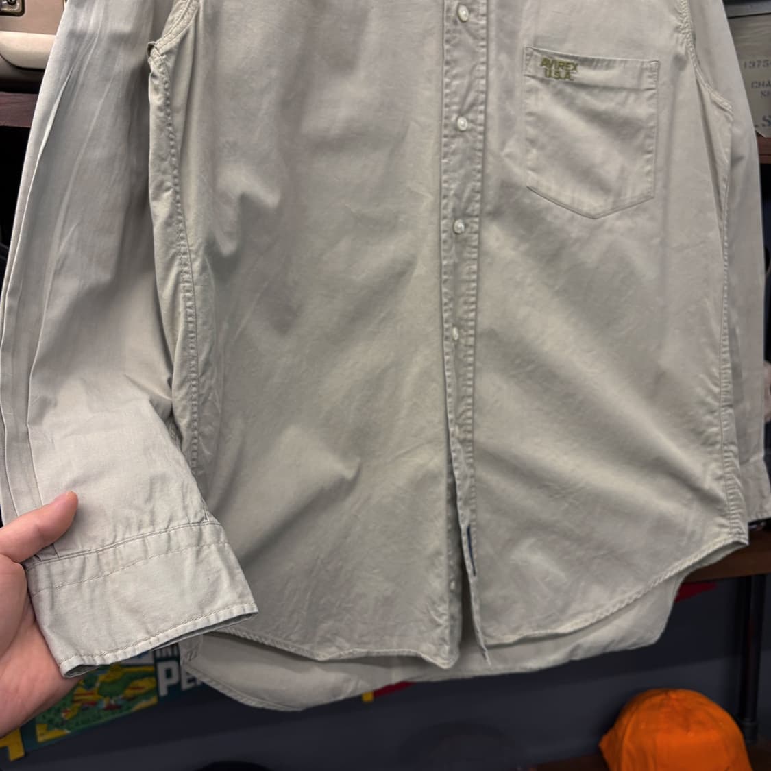 90s 아비렉스 자수포켓 클래식 코튼셔츠 미국생산 N442 상품이미지4