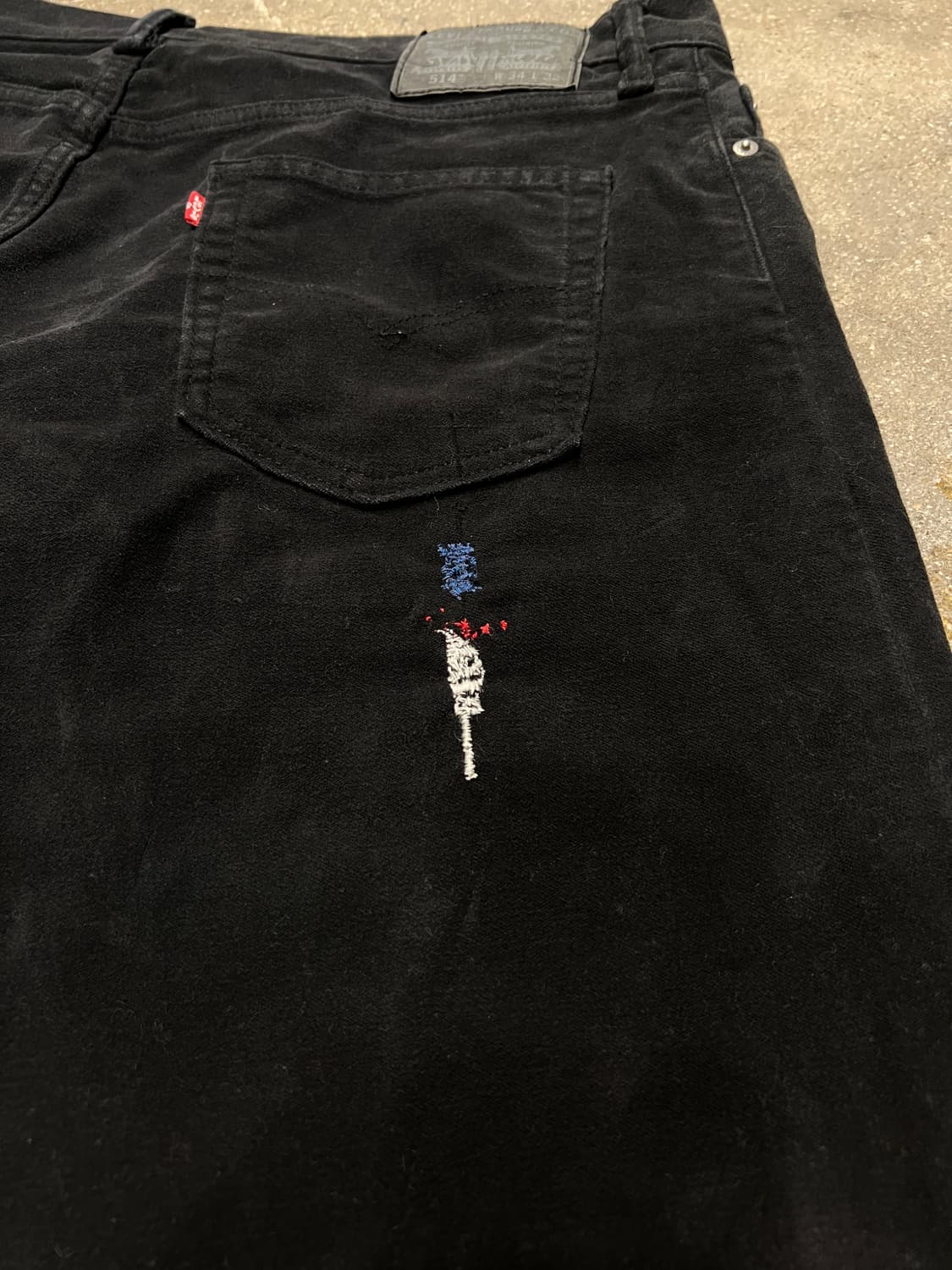 리바이스 514 블랙  자수 커스텀 기모 팬츠 상품이미지3