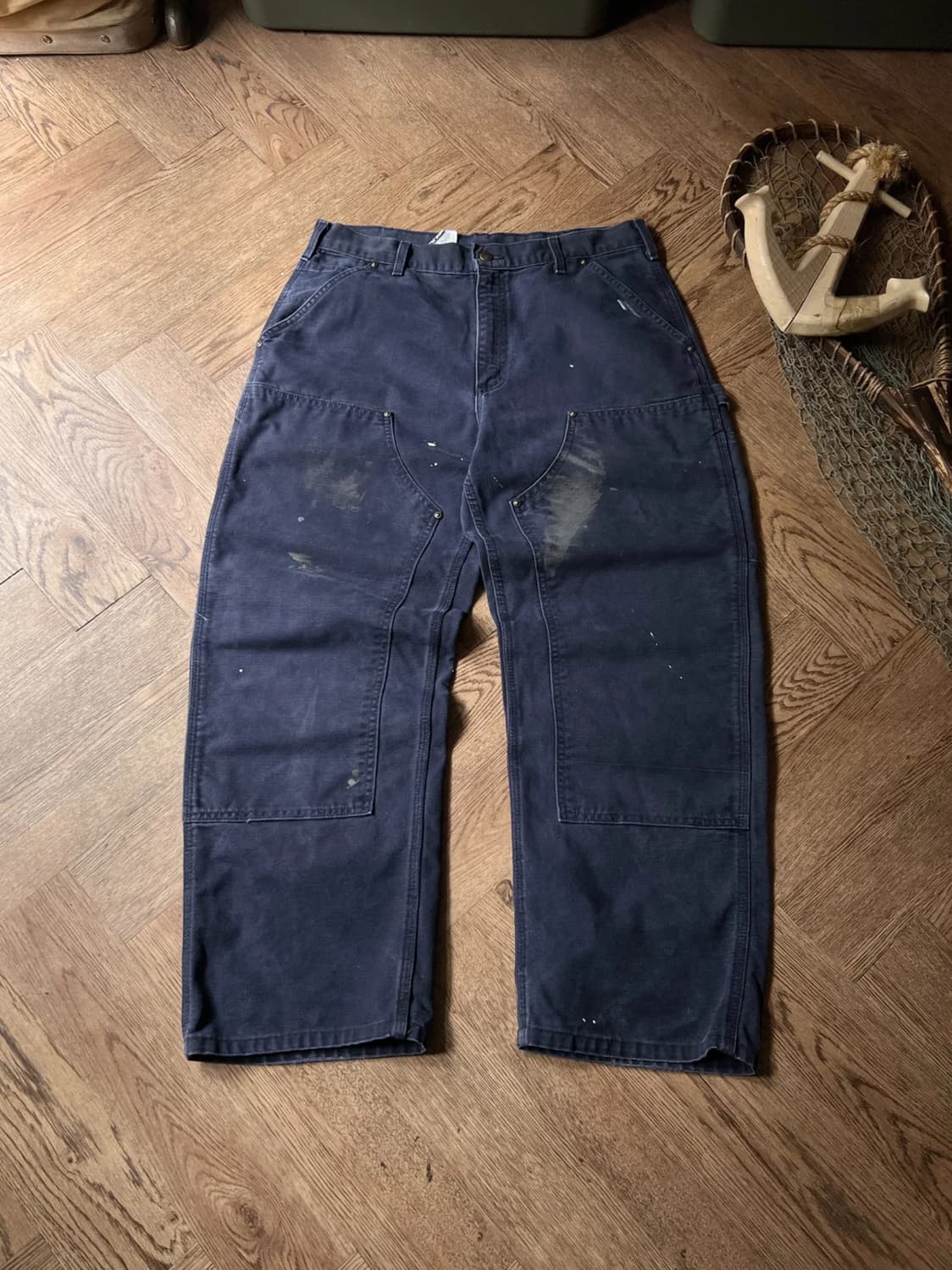 [34]칼하트 Made in USA 미드나잇 네이비 더블니 워크팬츠 상품이미지1