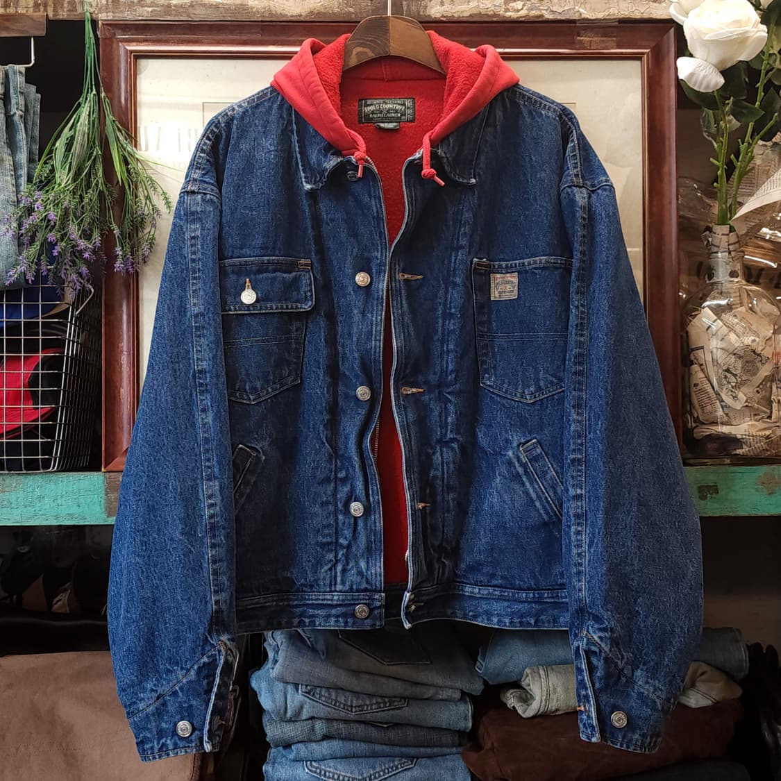 90s 폴로 컨트리 데님자켓 후드 레이어드 M 상품이미지1
