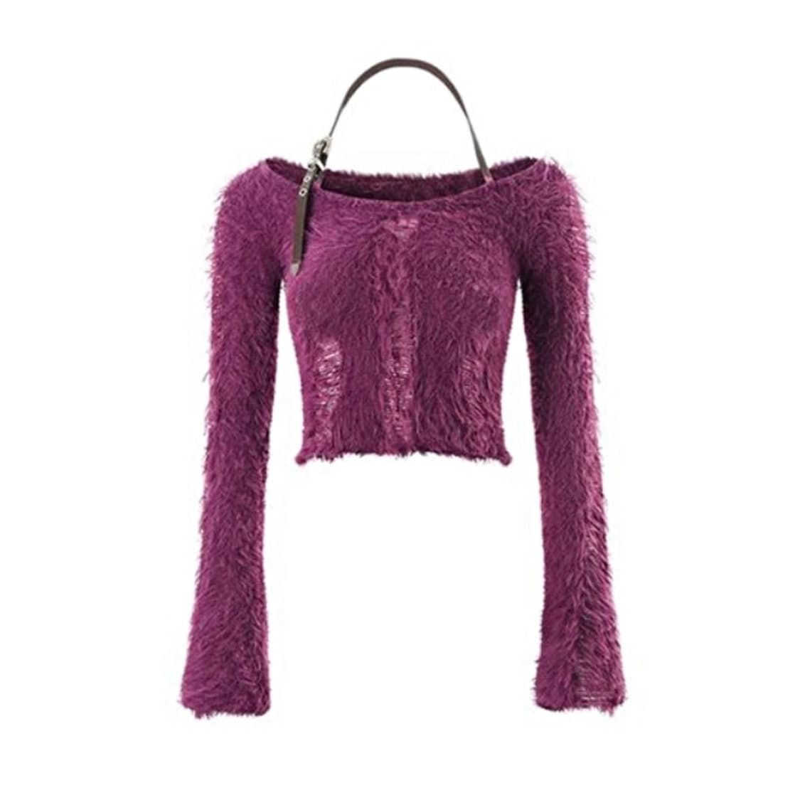 원진스튜디오 퍼플 퍼 크롭 니트 한소희 착용 상품이미지4