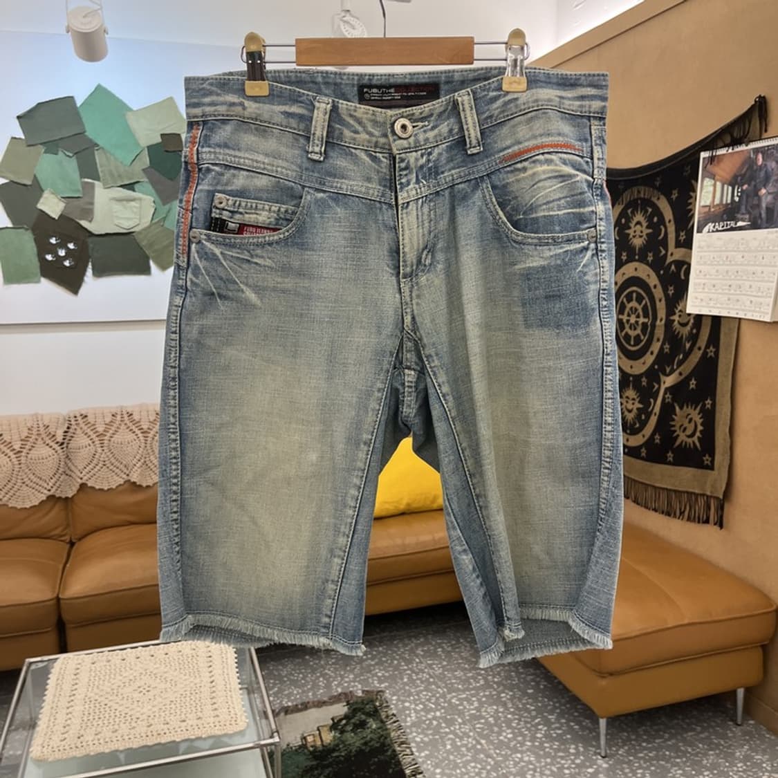 푸부 Y2K 레트로 빈티지 워싱 데님 반바지 32인치 C11887 상품이미지3